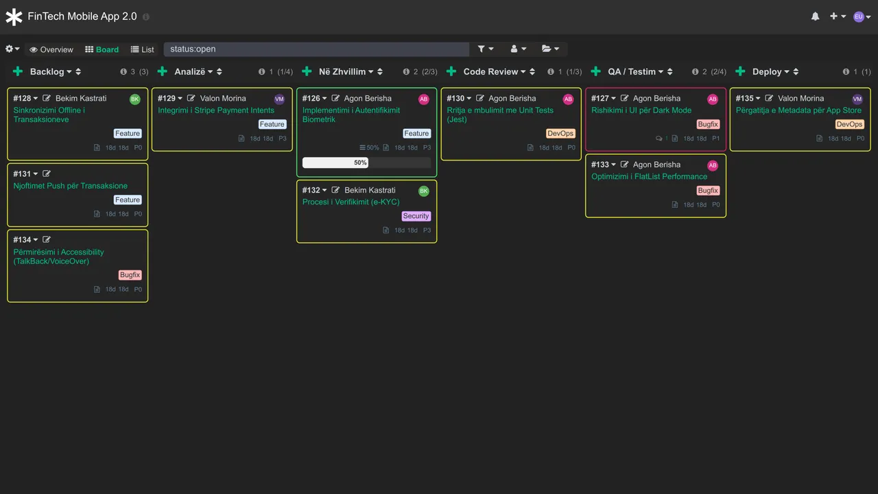 Project Management Platform kanban board