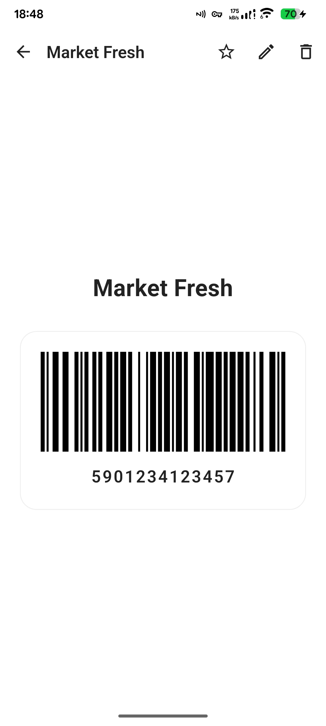 Ruaj barcode screen light theme