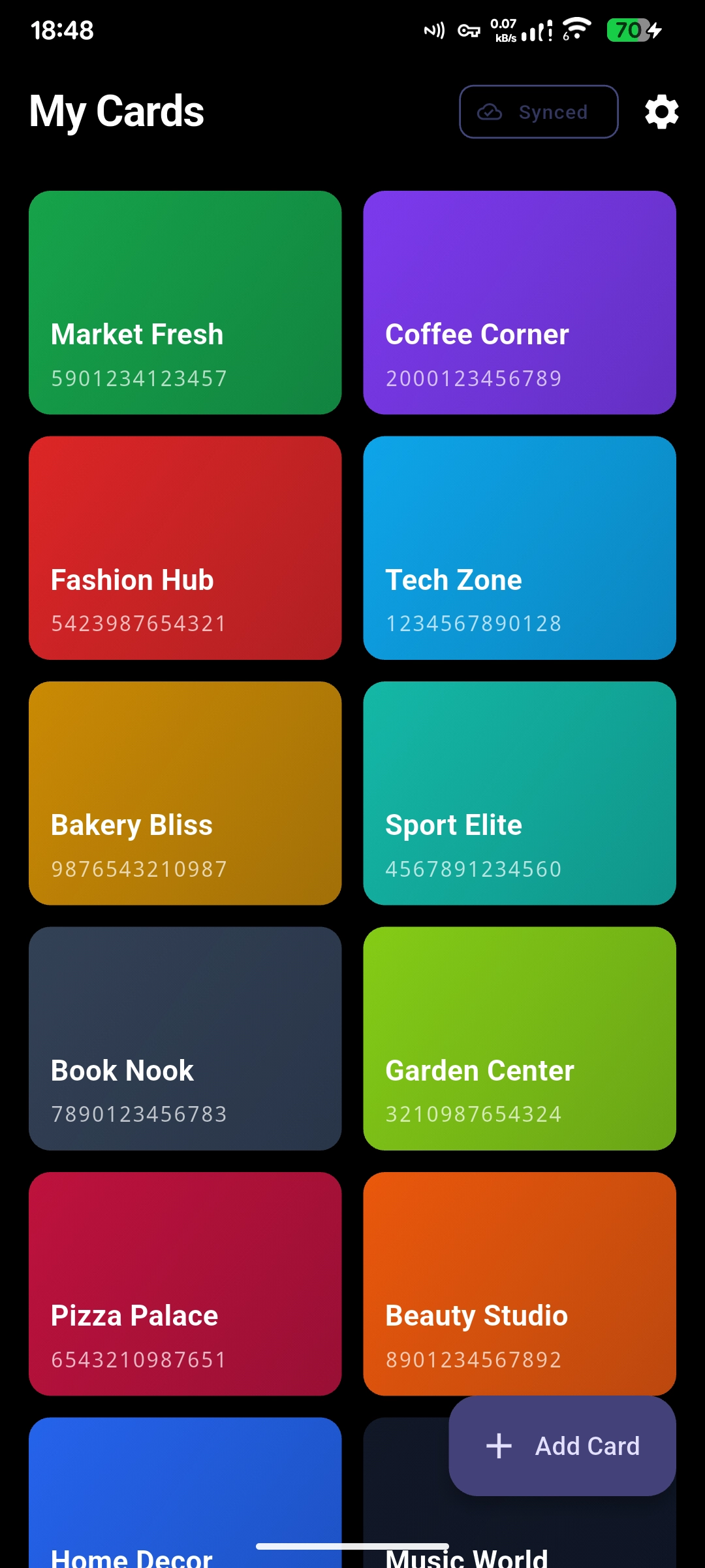 Ruaj home screen dark theme